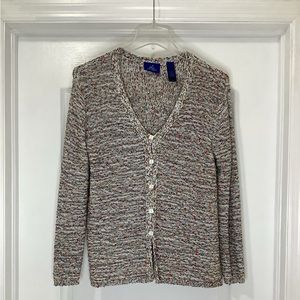 JH COLLECTIBLES WOMEN'S CARDIGAN SWEATER-MULTICOLORED- SIZE L